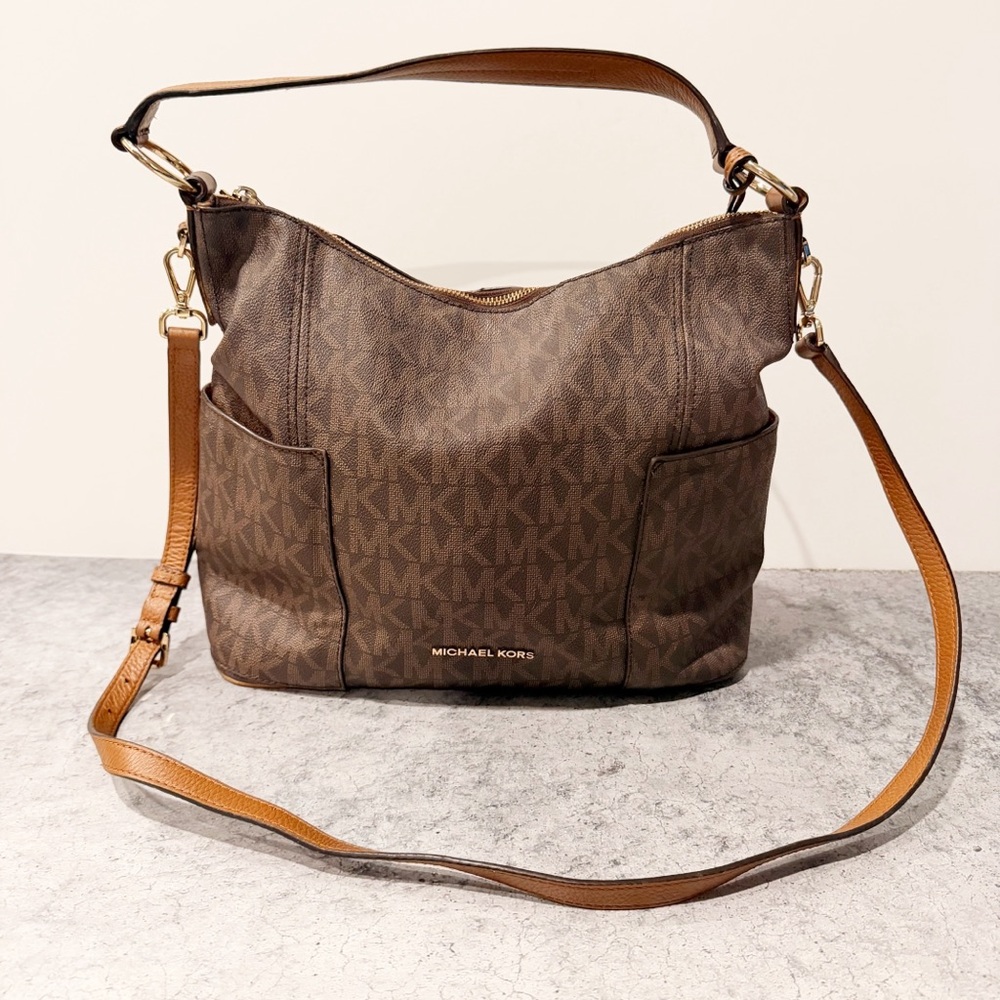 Michael Kors Anita Large Brown Acorn Convertible Shoulder Crossbody Bag * - Picture 2 of 7